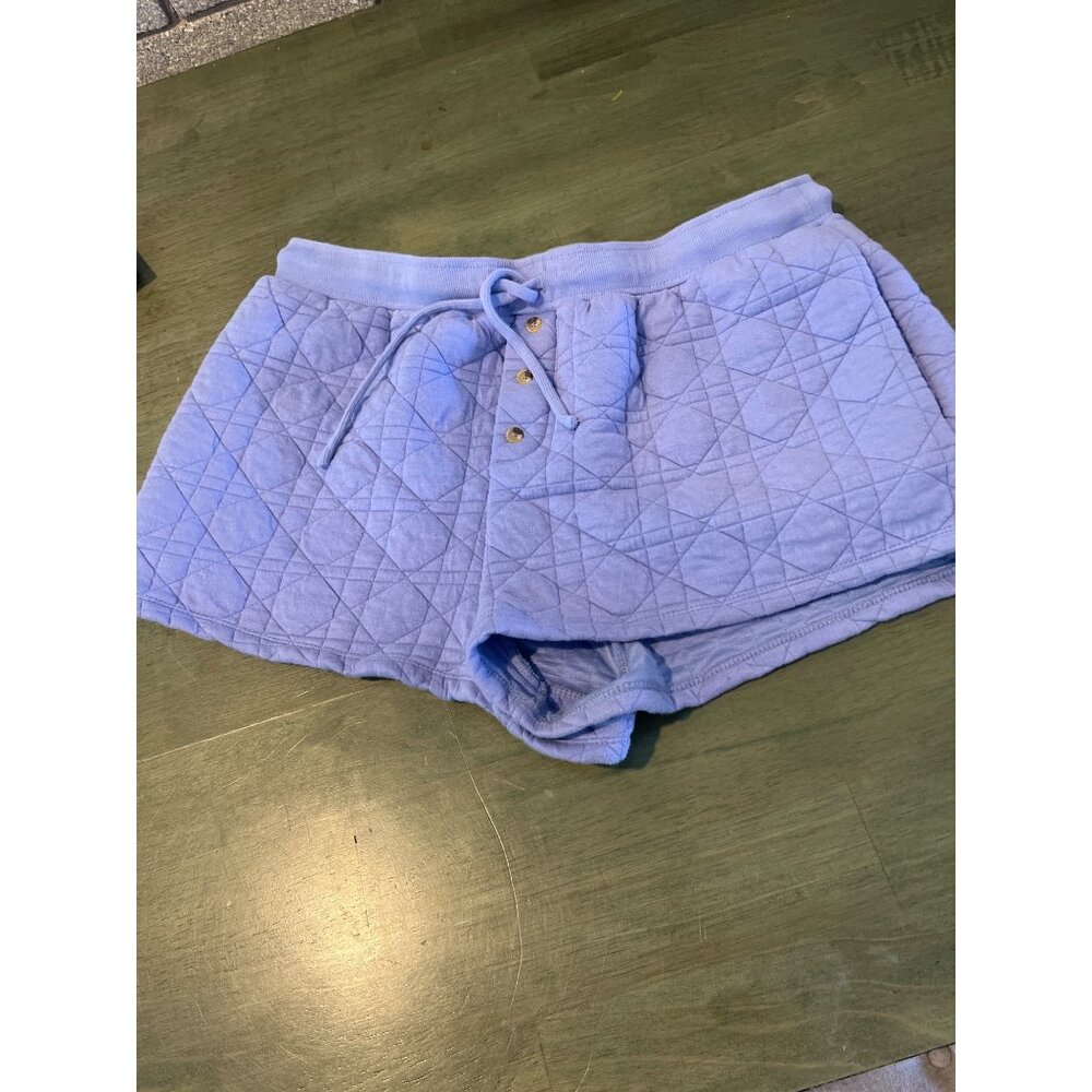 Anthropologie Quilted Pull-On Lounge Shorts Light Blue L